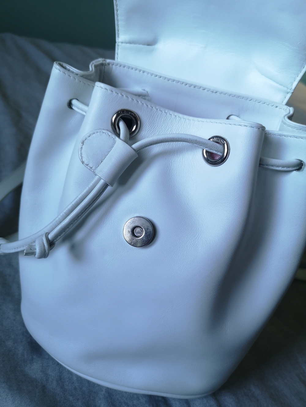 Salvatore Ferragamo White Leather Backpack with Silver Hardware - Picture 5 of 8